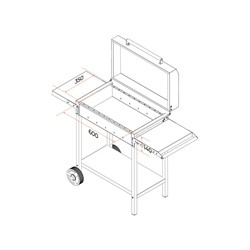Мангал MAH 203, 128.5×52×90.1 см, 2 мм, колеса, боковые полки, крышка