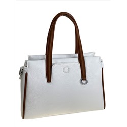 Женская сумка из искусственной кожи, цвет белый с коричневым