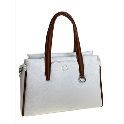 Женская сумка из искусственной кожи, цвет белый с коричневым