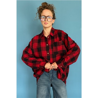 Рубашка женская  HUG077/08/Красный, черный