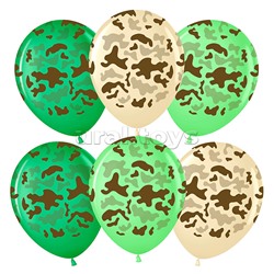 Шар (12''/30 см) Камуфляж, Ассорти, пастель, 5 ст, 25 шт.