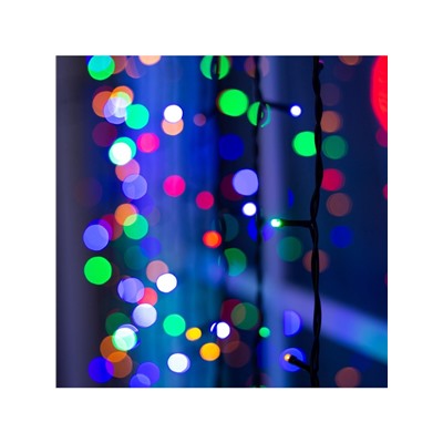 Гирлянда «Занавес» 2×6 м, IP44, УМС, тёмная нить, 1440 LED, свечение мульти, 220 В