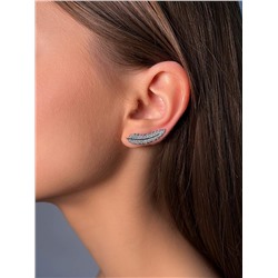 Серьги-продёвки из серебра с фианитами родированные 925 пробы с-4100-р