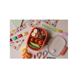 Ланч - бокс в школу, контейнер для еды «Эйлайт», 640 мл, с ложкой, 18.5×14×6.3 см, пластик, розовый