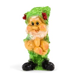 Садовая фигура из гипса «Гном с желудями», 45×26 см, зелёная