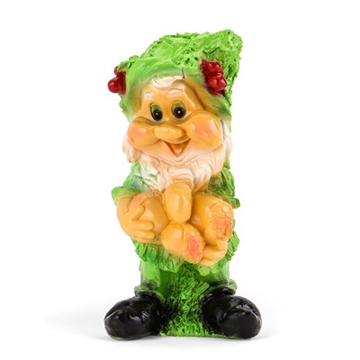 Садовая фигура из гипса «Гном с желудями», 45×26 см, зелёная