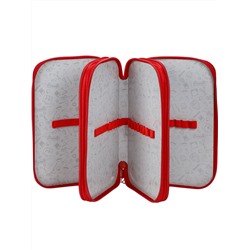 Пенал 3-секц. КРАСНЫЙ ГЛАДКИЙ (ПН-8613) 190х105, принтованная ткань капля