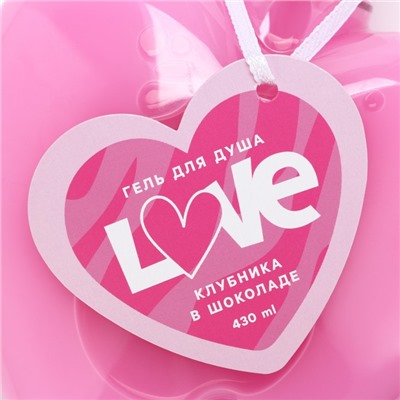 Гель для душа Love, 430 мл, аромат клубники в шоколаде, Чистое счастье