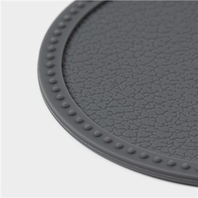 Набор подставок под горячее, под кружку, силикон, 6 шт., d=8 см, серый