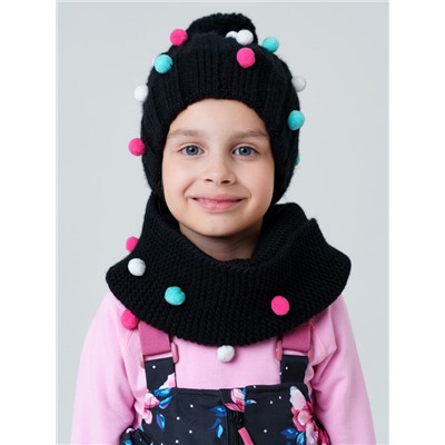 Комплект трикотажный для девочек: шапка, снуд
