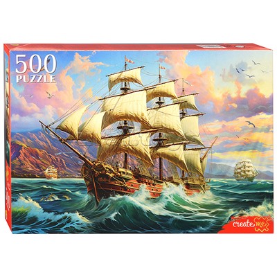 Пазлы 500 "Парусник на рассвете"