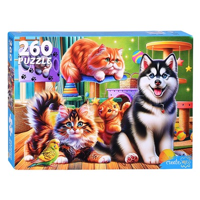 Пазлы 260 "Дружные домашние животные"