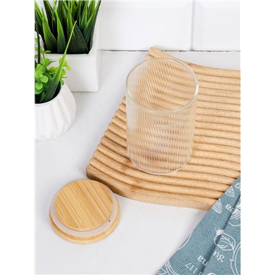 Банка круглая для сыпучих бамбуковая крышка d-65/100 мм Вертикаль 270 мл / 7174 /уп 160/