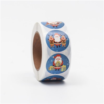 Наклейки в рулоне «Санта», 500 шт., 2.5×2.5 см