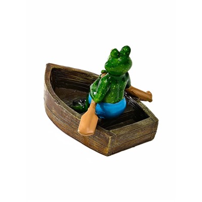 Садовая фигура из полистоуна «Лягушка в лодке», 14×13×9.5 см, водоплавающая