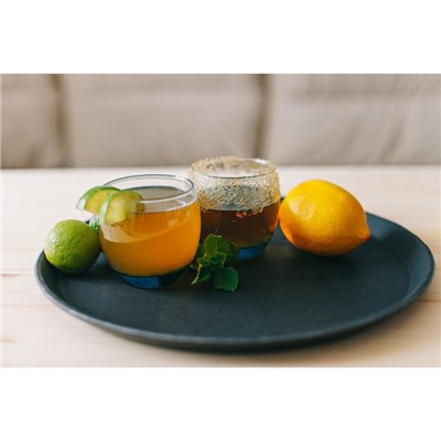 Поднос прорезиненный круглый Hanna Knövell, d=35 см, чёрный