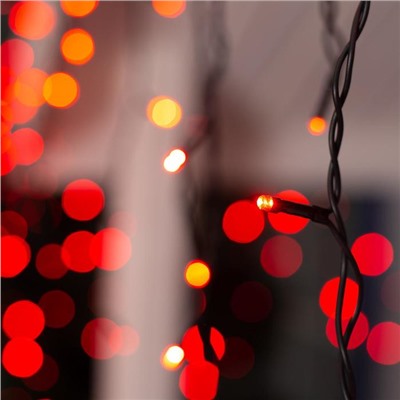 Гирлянда «Бахрома» 3×0.6 м, IP44, УМС, тёмная нить, 160 LED, свечение красное, 220 В