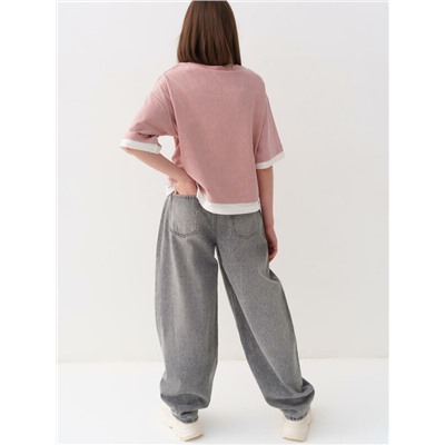 Брюки текстильные джинсовые для девочек