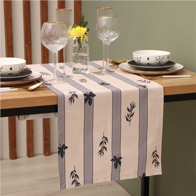 Дорожка на стол Этель Leaves, 40×149 см, 100% хлопок, репс 220 г/м², бежевая