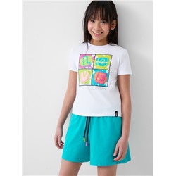 Комплект трикотажный для девочек: фуфайка (футболка), шорты