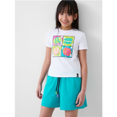 Комплект трикотажный для девочек: фуфайка (футболка), шорты