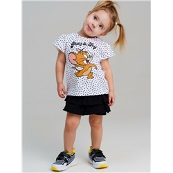 Комплект детский трикотажный для девочек: фуфайка (футболка), юбка-шорты