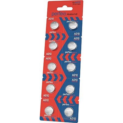 Элемент питания  AG10 Perfeo LR1130 (389A) 10BL  Alkaline Cel PF LR1130/10BL