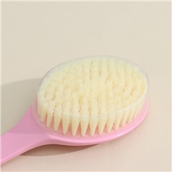 Щётка массажная для тела Доляна, с ручкой и массажёром, искусственная щетина, розовая