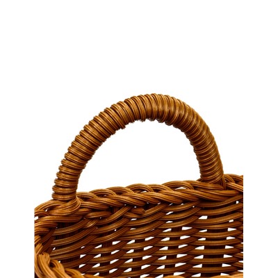 Корзина плетёная для хранения, 18×15×12 см, ручка h=10 см, пластиковая, коричневая