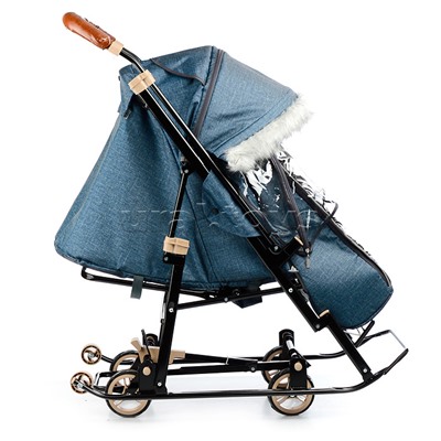 Санки-коляска "Glory gloss" (серо-зеленый)