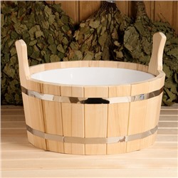 Шайка для бани и сауны, 15 л, липа, пластиковая вставка, «Добропаровъ»