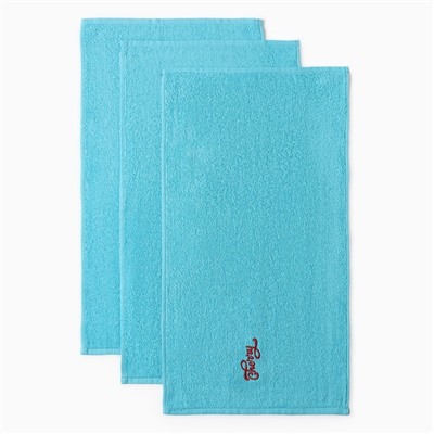 Полотенца махровые «Этель» Cherry, 3 шт., 30×60 см, хлопок 100%, голубые