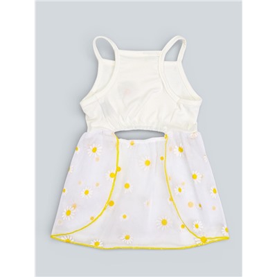 Сарафан для животных «Ромашка», размер L, ДС 35, ОГ 45 см, белый