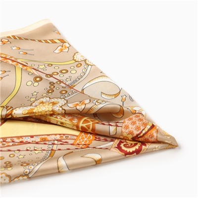 Платок женский MINAKU, размер 70×70 см, оранжевый, бежевый