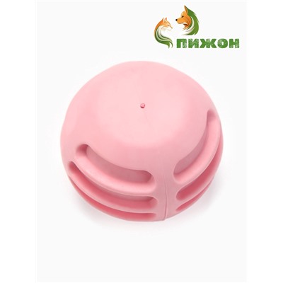 Мяч для собак «Полосатик», 6 см, рифлёный, TPR, розовый