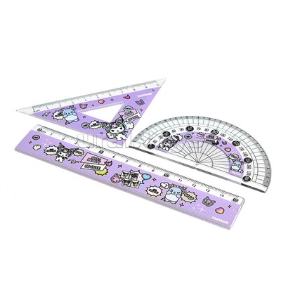 Набор линеек "Куроми и друзья" линейка, линейка-треугольник, транспортир, 3 шт., в ПВХ конверте