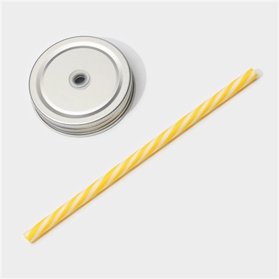 Кружка Доляна «Медведь», 450 мл, 10×7.5×13 см, с крышкой и трубочкой, стекло