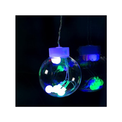 Гирлянда «Бахрома» 2.4×0.7 м с насадками «Шарики», IP20, прозрачная нить, 108 LED, свечение мульти, 8 режимов, 220 В