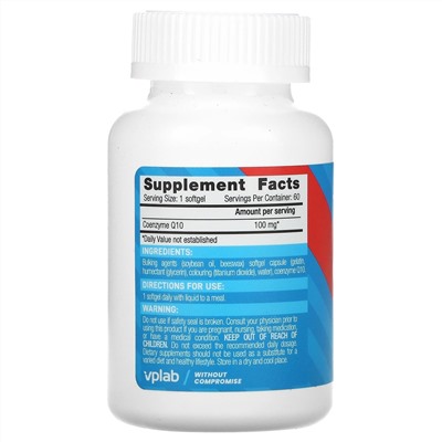 Vplab, CoQ10, 100 mg, 60 Softgels