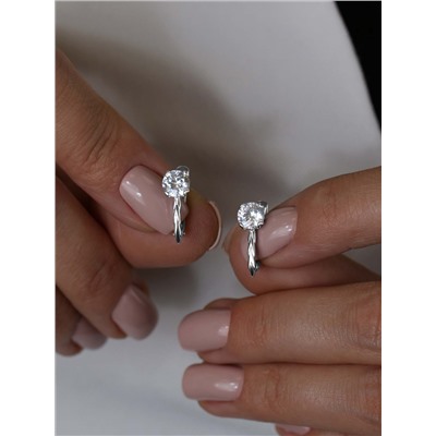 Серьги из серебра с фианитами родированные 925 пробы С-7299р200