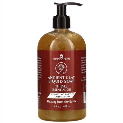 Zion Health, Ancient Clay Liquid Soap, Thieves Essential Oil, 16 fl oz (473 ml)