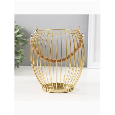 Подсвечник металл на 1 свечу «Корзина», d=10 см, бронза, 15×15×17 см