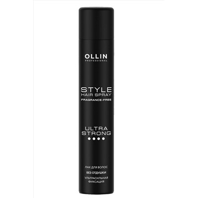 Ollin Лак для волос ультрасильной фиксации без отдушки / Style Hair Spray Fragnance Free Ultra Strong, 400 мл KRISTALLER, 1109991