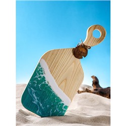 УЦЕНКА Доска разделочная авторская, с эпоксидной пищевой смолой,17×38×2.5 см, цельный кедр, рис. МИКС 7