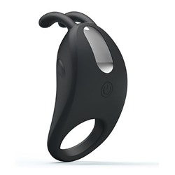 Чёрное эрекционное кольцо с вибрацией Rabbit Vibrator