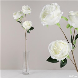 Цветок искусственный Роза пионовидная белый 80 см 3 бутона / RF-1572 /уп 400/