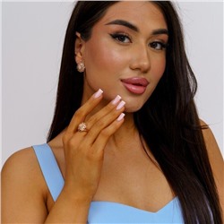 Комплект ювелирной бижутерии Дубайское золото серьги и кольцо, покрытие позолота, вставка: фианиты, р-р 18,5, 083, арт.214.487-18,5