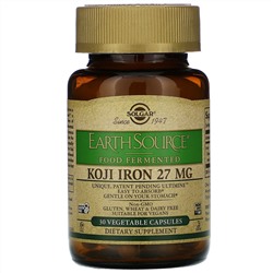 Solgar, EarthSource Food Fermented, Koji Iron, 27 mg, 30 Vegetable Capsules