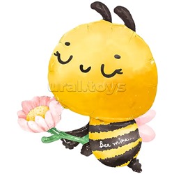 Шар (32''/81 см) Фигура, Пчелка с цветком, 1 шт. в уп.