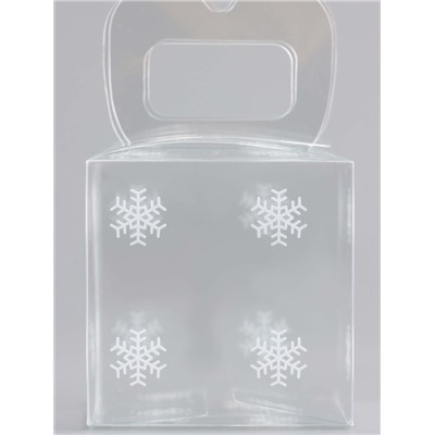 Коробка подарочная новогодняя складная ПВХ «Снежинки» 5×5×5 см